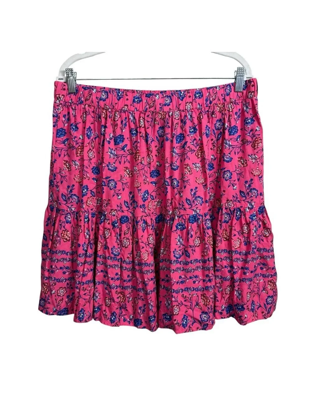 Lane‎ Bryant Pink Floral Drop Waist Skirt Size 14/16 Boho Rayon